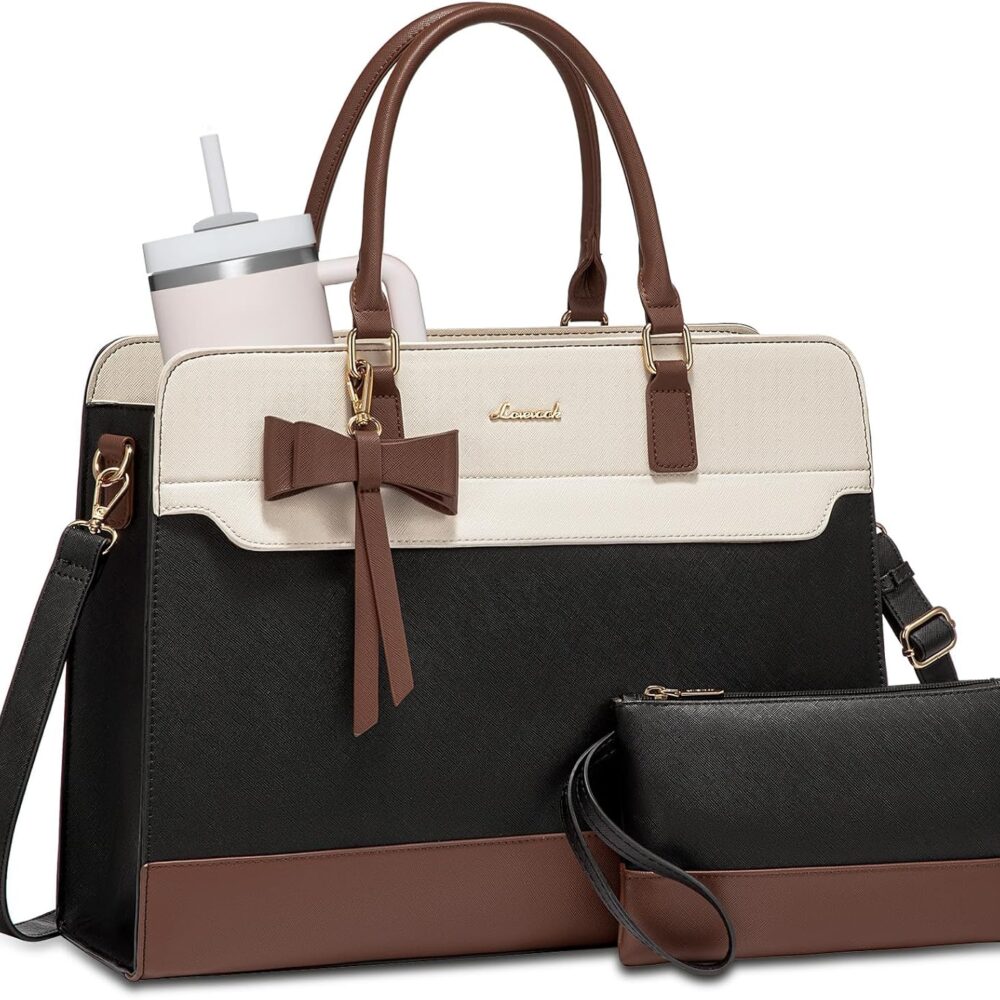 LOVEVOOK Laptop Tote Bag for Women,Leather Work Bag, Waterproof Business Teacher Bag,Large Computer Handbag Purse Briefcase,Office Gifts for Women
